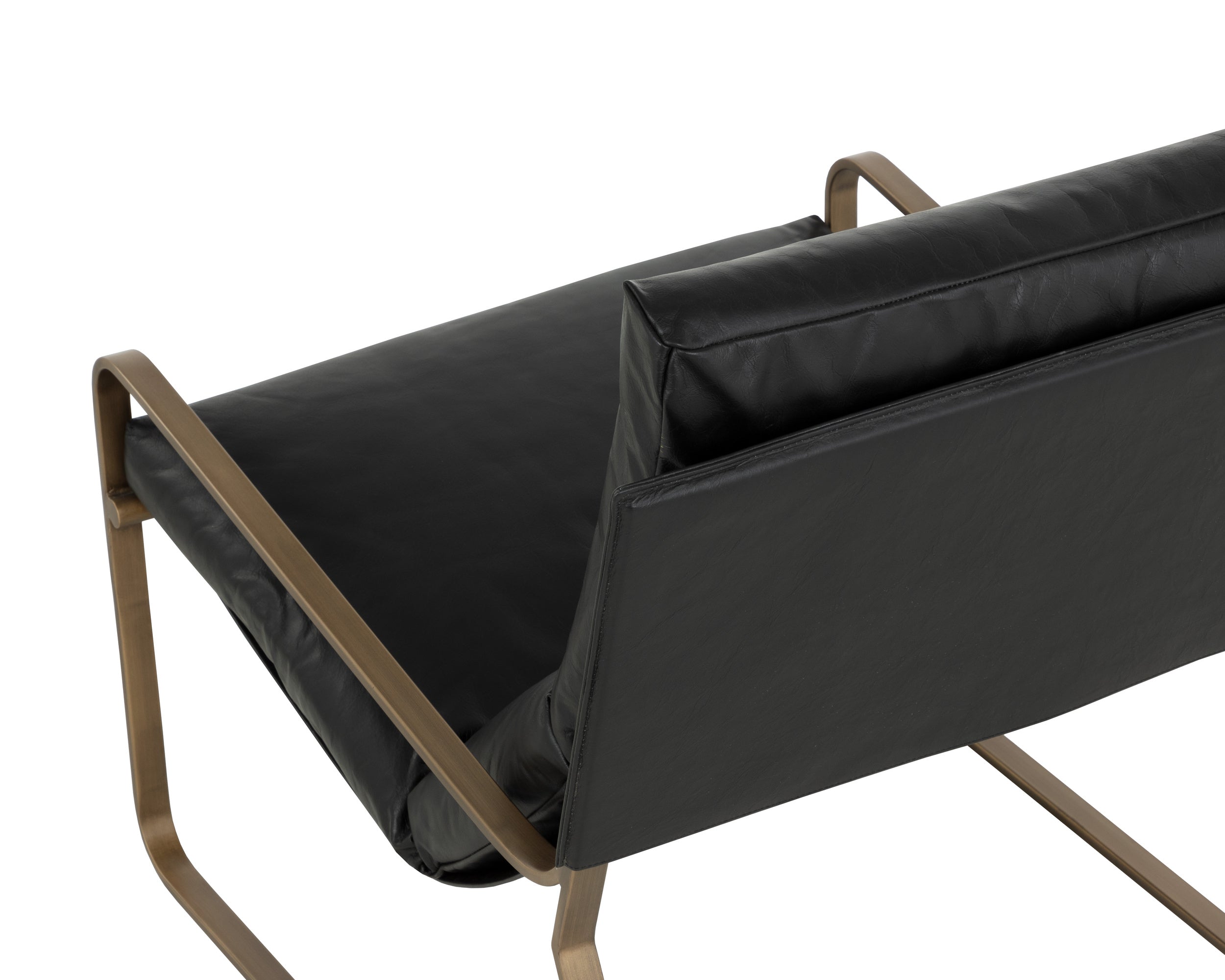 Zancor Lounge Chair - Antique Brass - Charcoal Black Leather