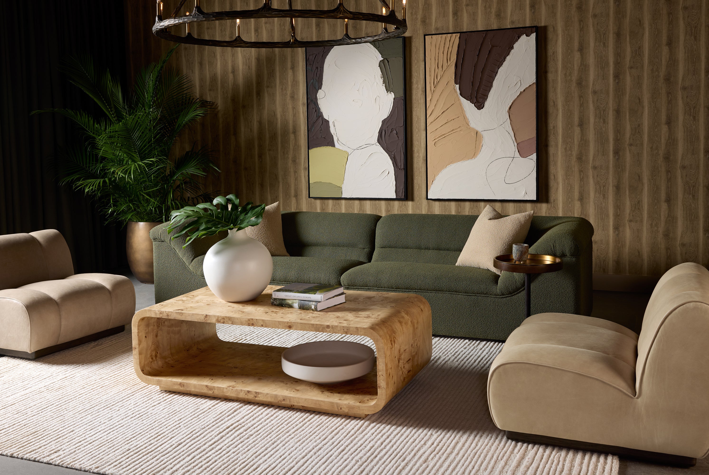 Blaise Swivel Lounge Chair - Sahara Sand Leather