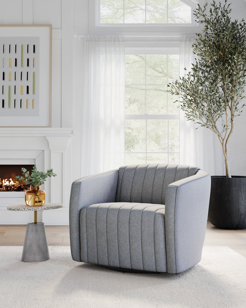 Garrison Swivel Lounge Chair - Liv Dove