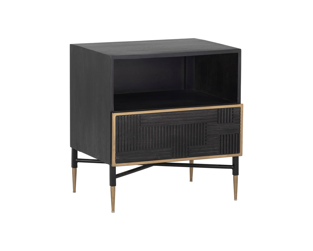 Markwood Nightstand - Brass - Dark Brown