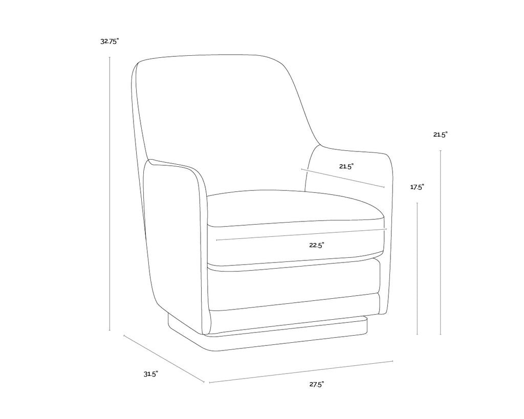 Marcela Swivel Lounge Chair - Belfast Koala Grey