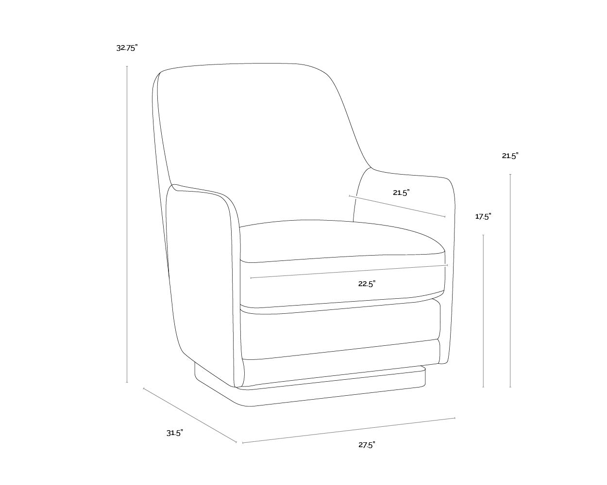 Marcela Swivel Lounge Chair - Belfast Koala Grey