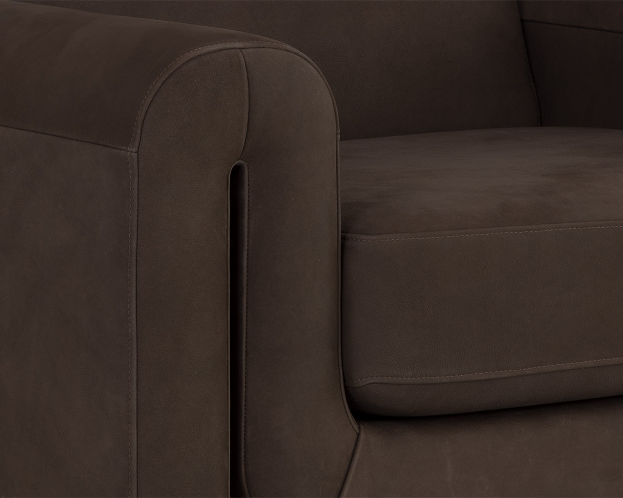 Romer Armchair - Brushed Gold - Nubuck Cocoa Leather