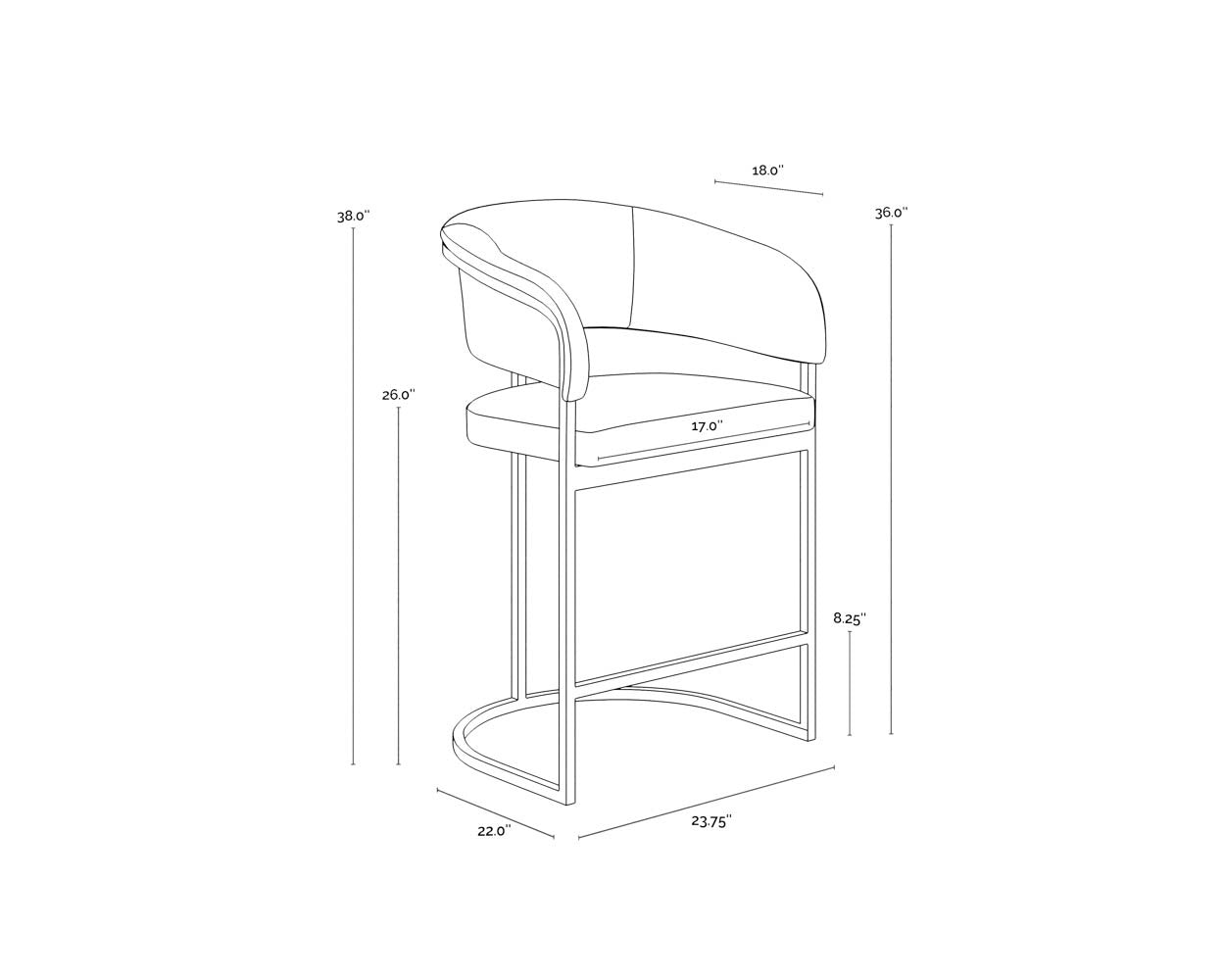 Marris Counter Stool - Gunmetal - Milliken Cognac