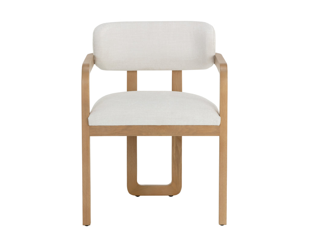 Madrone Dining Armchair - Rustic Oak - Heather Ivory Tweed