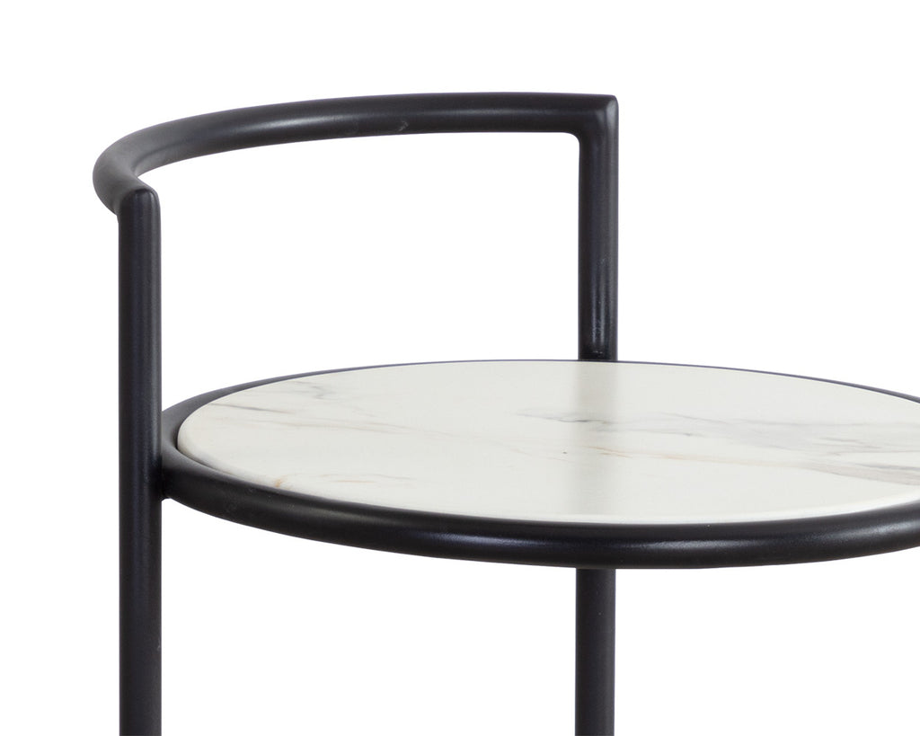 Parga End Table - Black - Marble Look