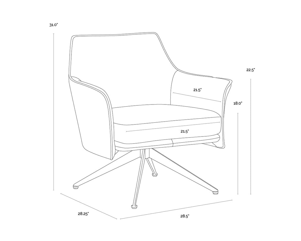 Crosby Swivel Lounge Chair - Missouri Cognac Leather