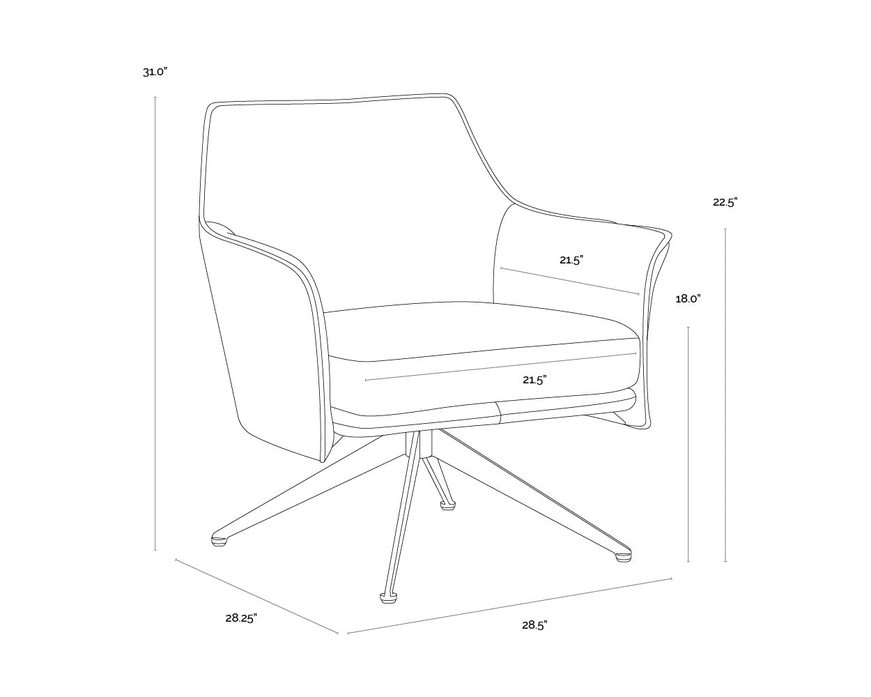 Crosby Swivel Lounge Chair - Missouri Cognac Leather