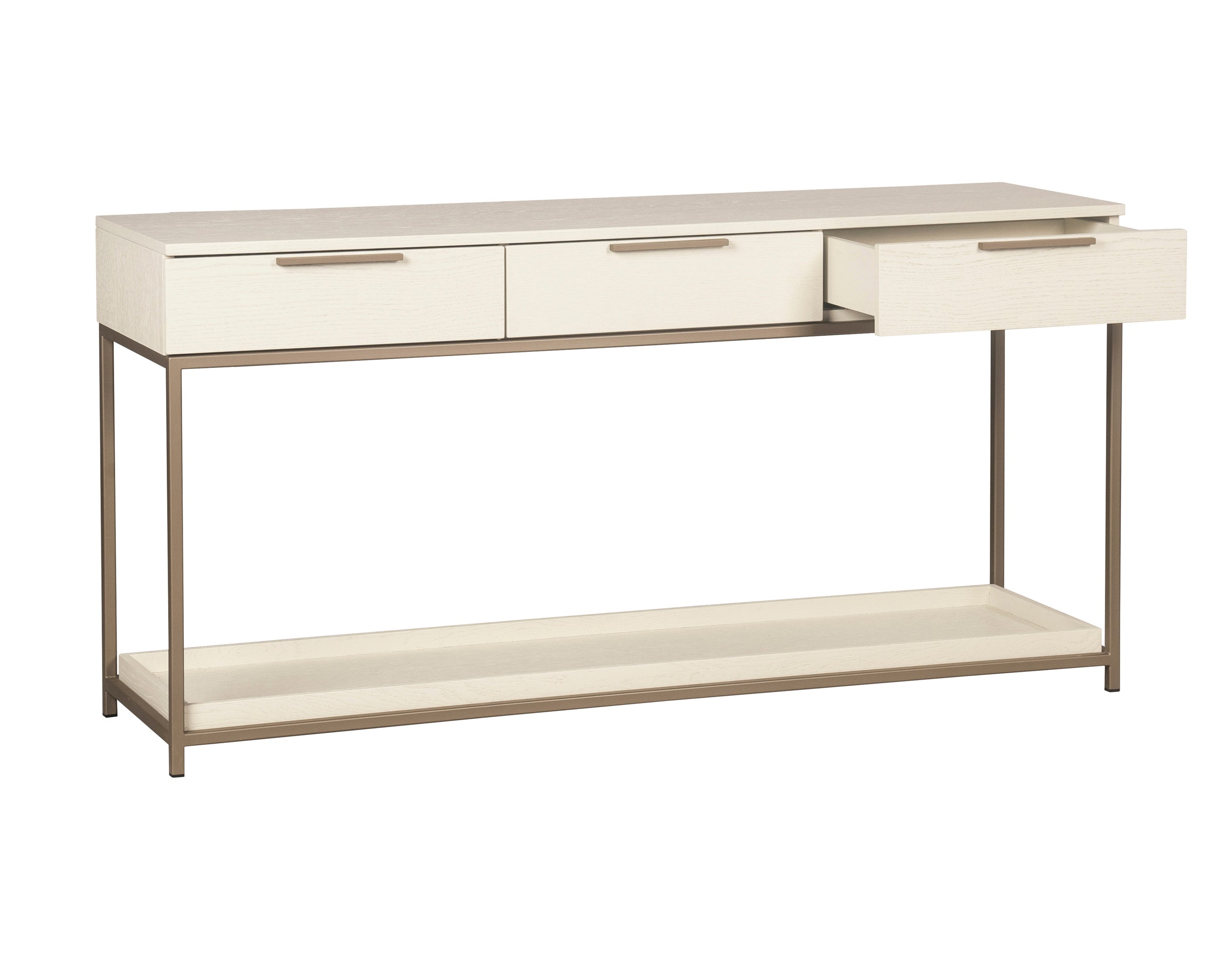 Rebel Console Table With Drawers - Champagne Gold - Cream
