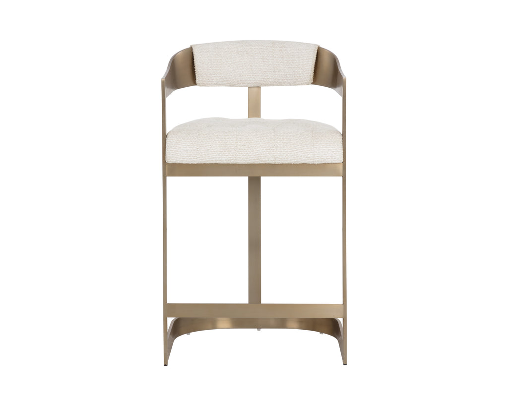 Beaumont Counter Stool - Antique Brass - Rhea Light Barley