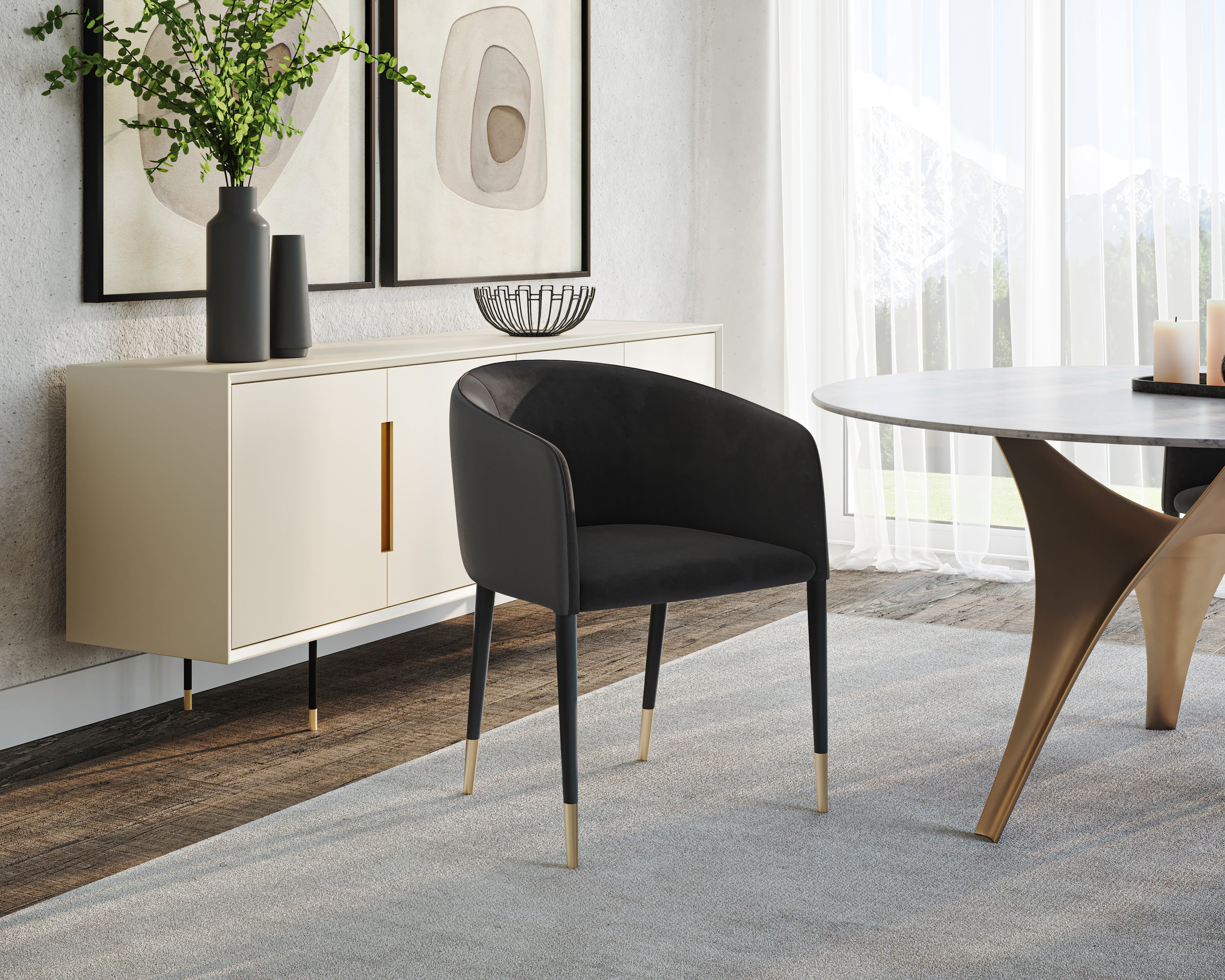 Asher Dining Armchair - Abbington Black / Napa Black