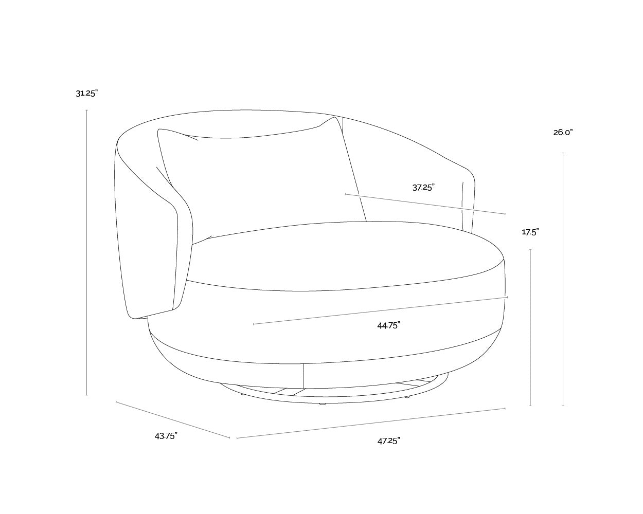 Walsh Swivel Lounge Chair - Effie Linen