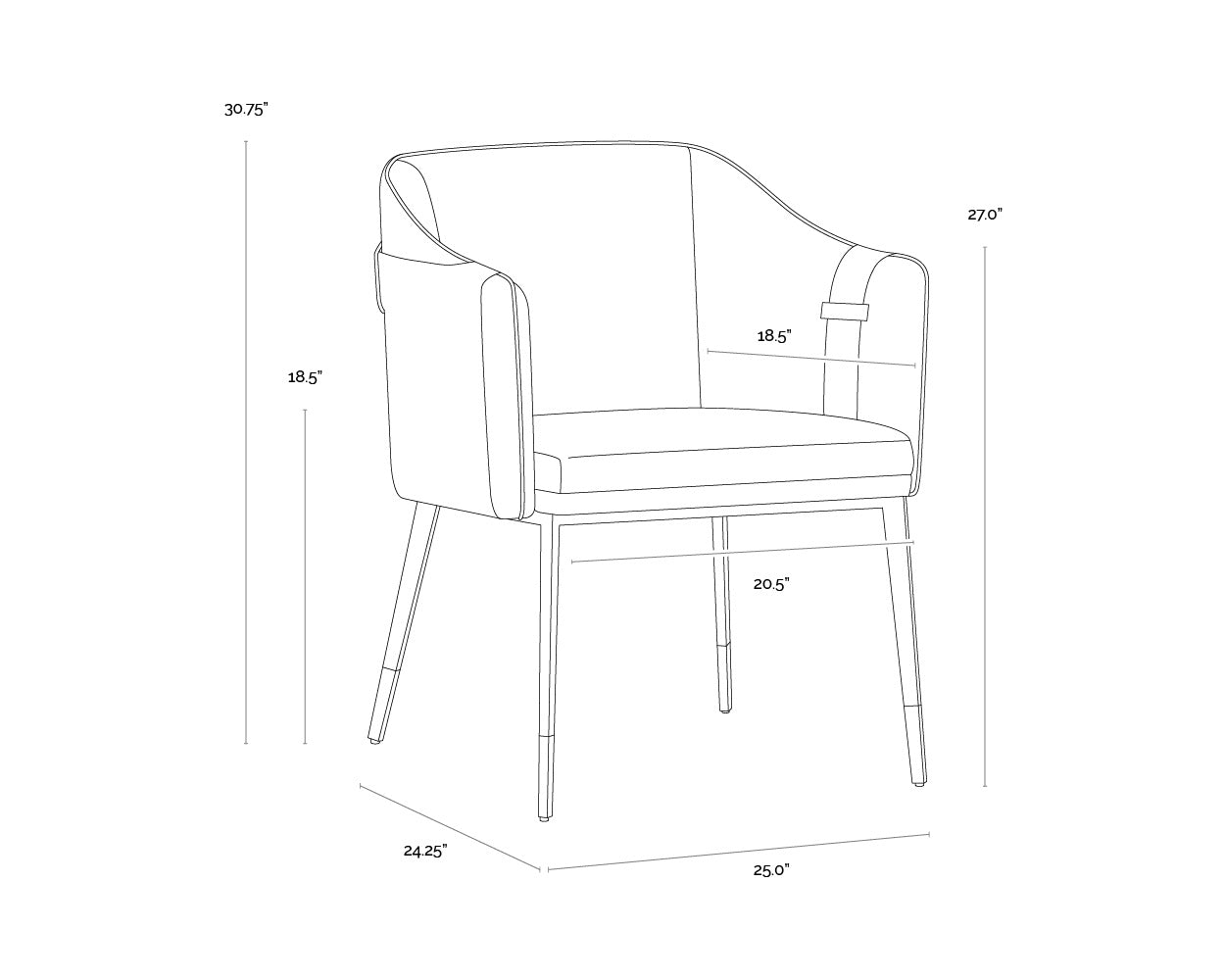 Carter Dining Armchair - Napa Black / Napa Cognac