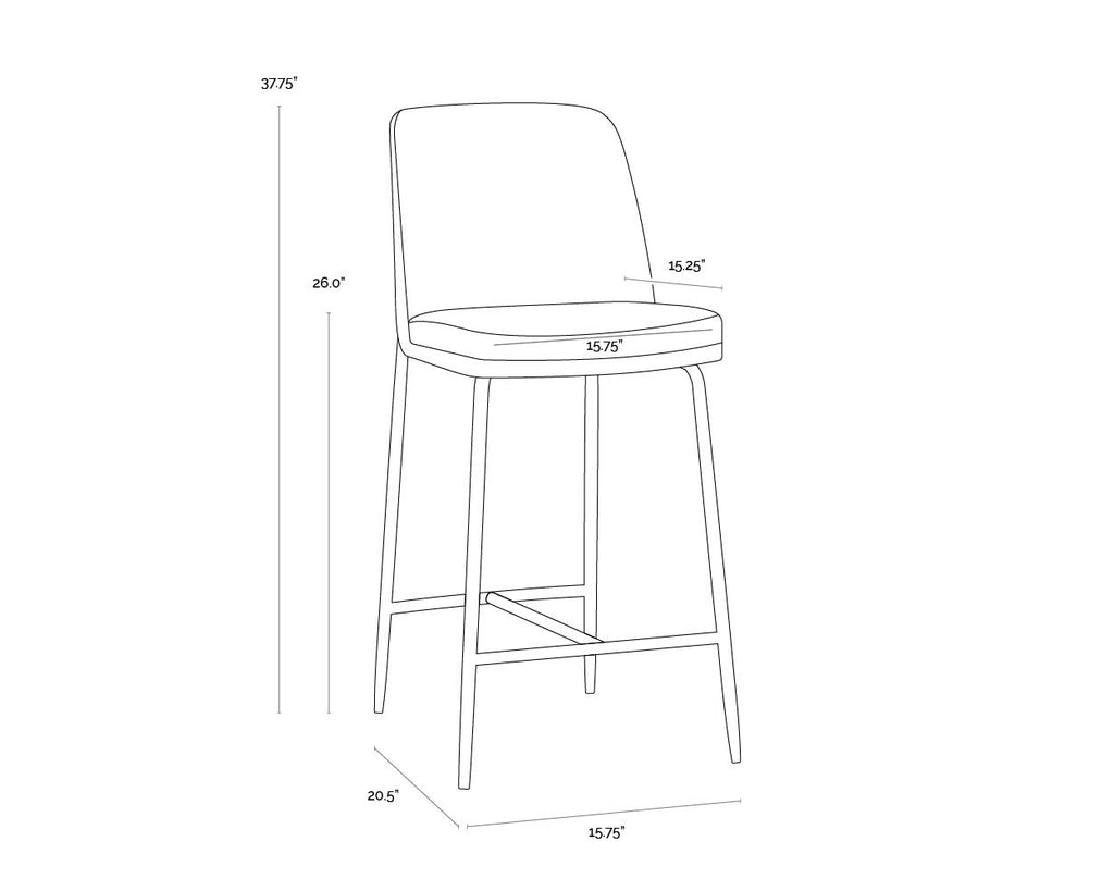 Zeke Counter Stool - Antique Brass - Bergen Olive
