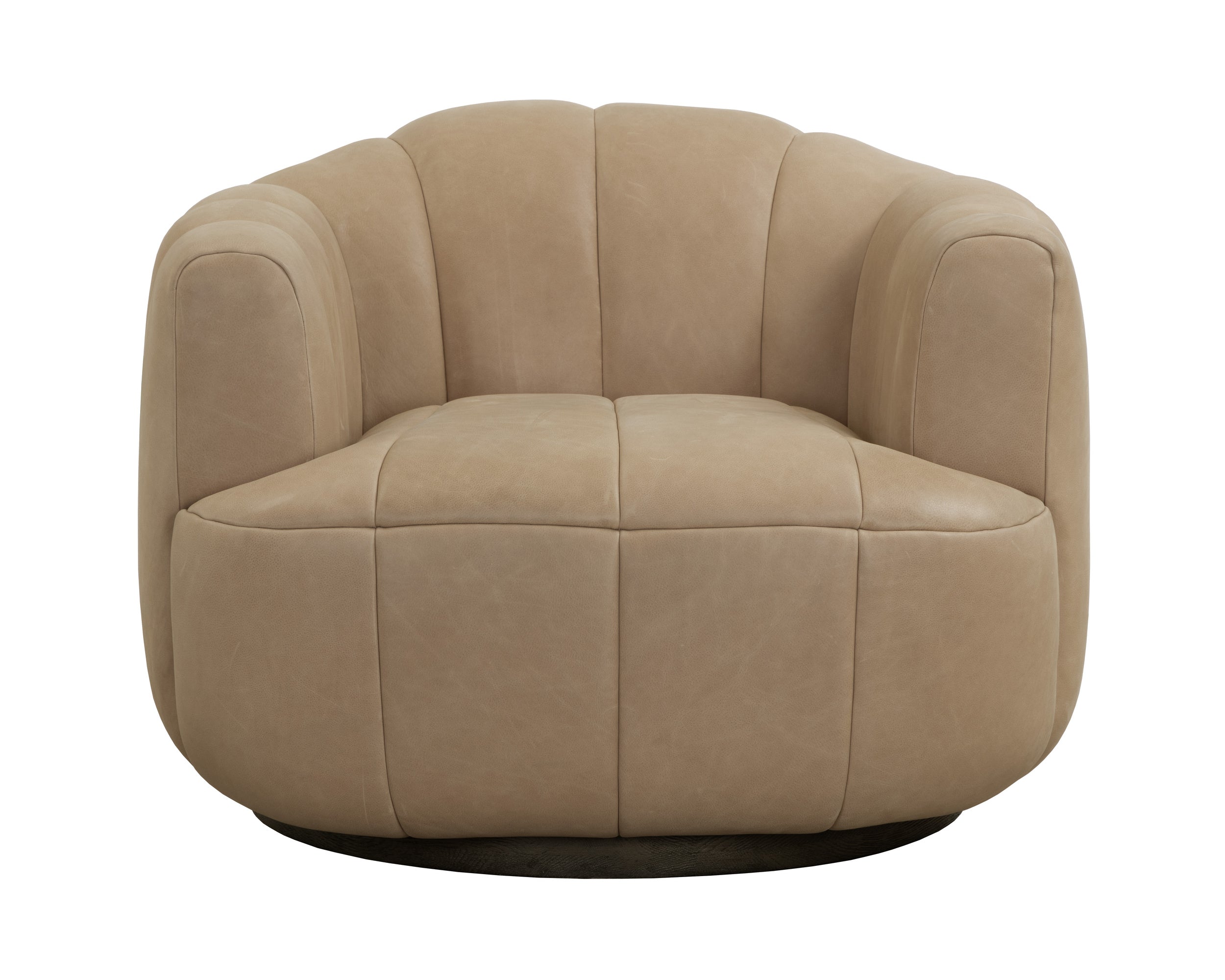 Tadeo Swivel Armchair - Dark Brown - Sahara Sand Leather