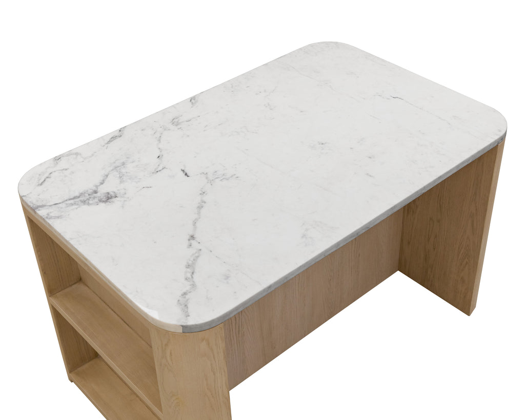 Romilly Kitchen Island - White Marble - 62"