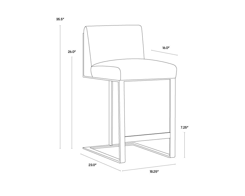 Dean Counter Stool - Stainless Steel - Cantina Black