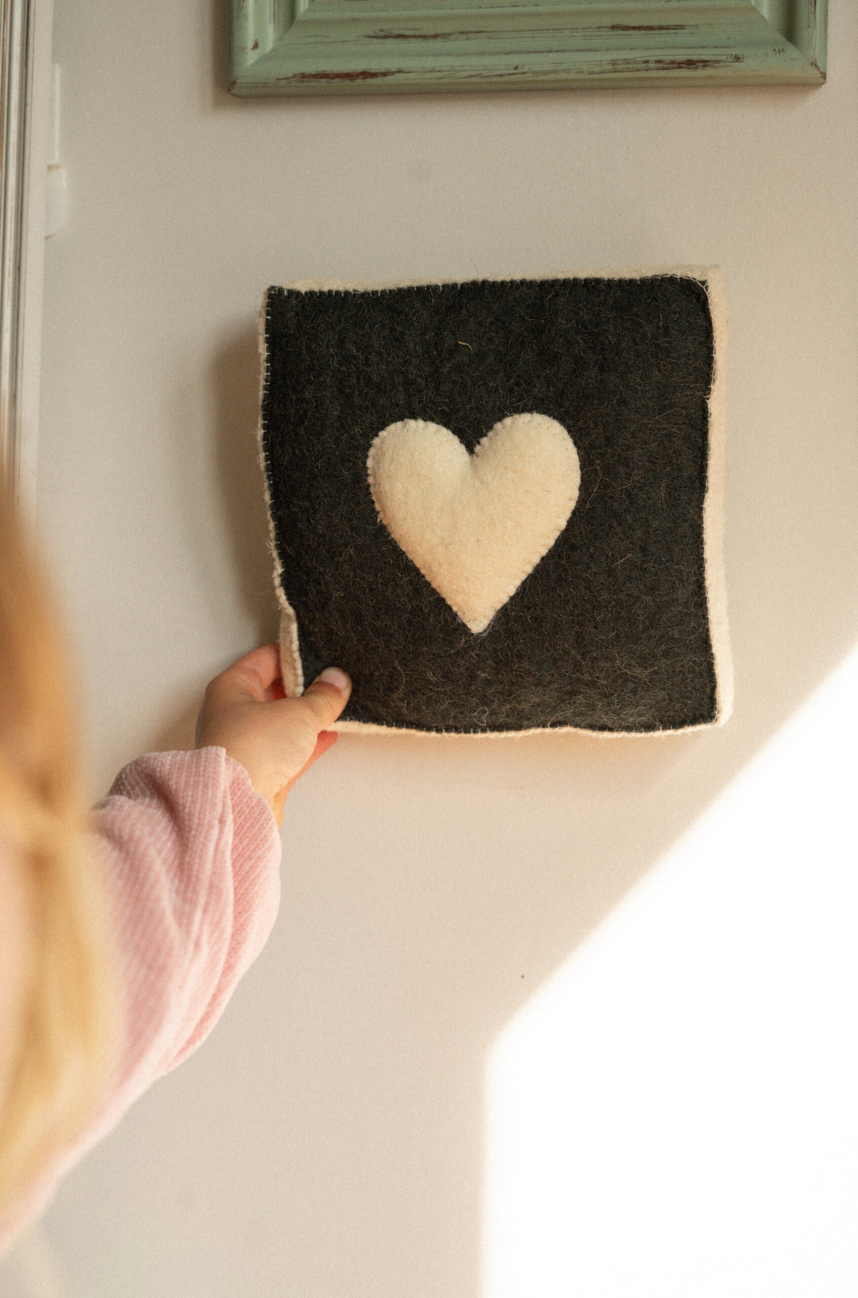 Cream Heart Felt Wall Plaque