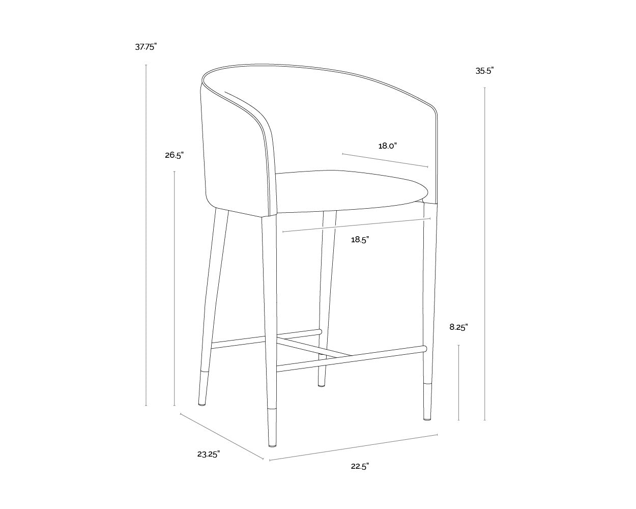 Asher Counter Stool - Flint Grey / Napa Taupe