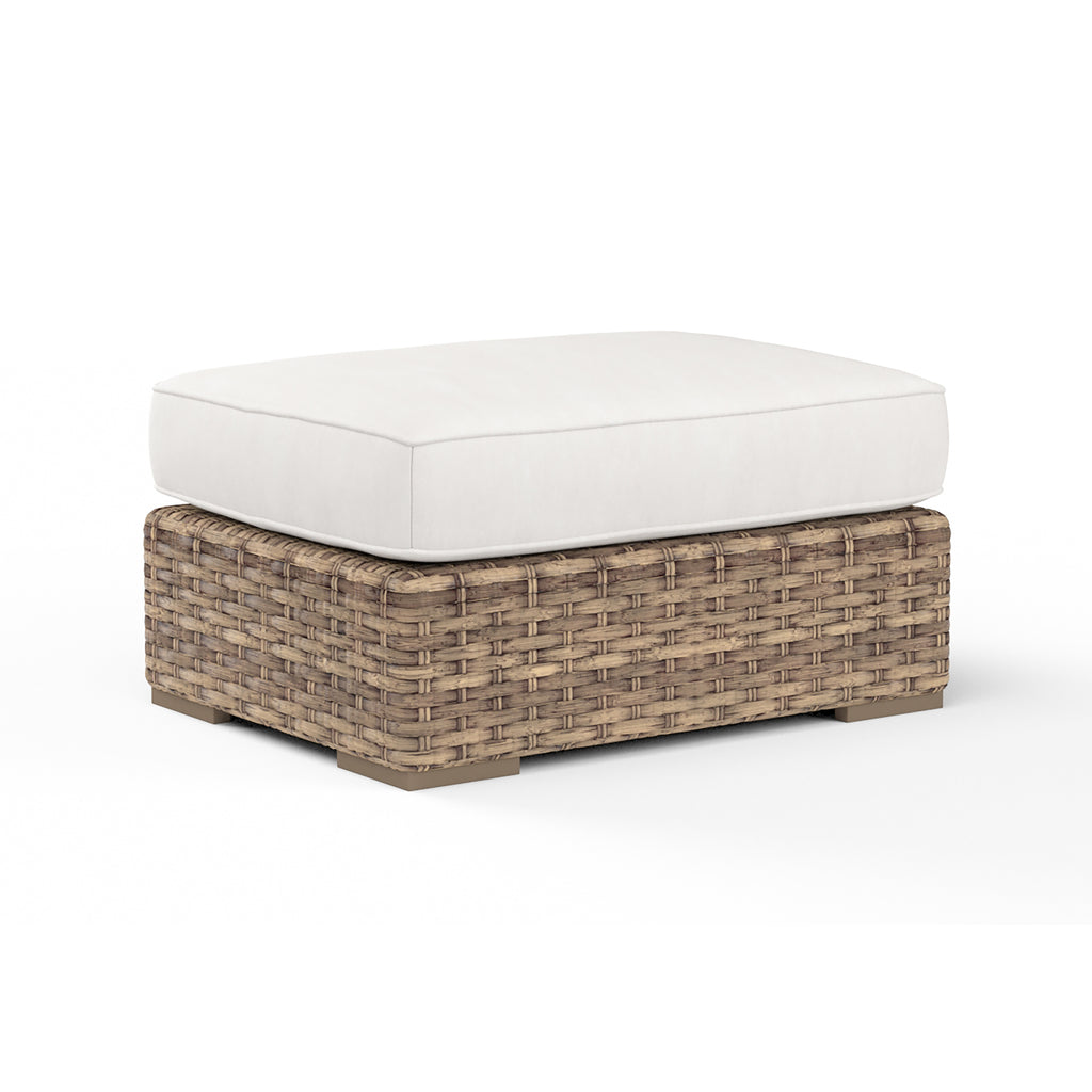 Havana Ottoman in Canvas Flax w/ Self Welt