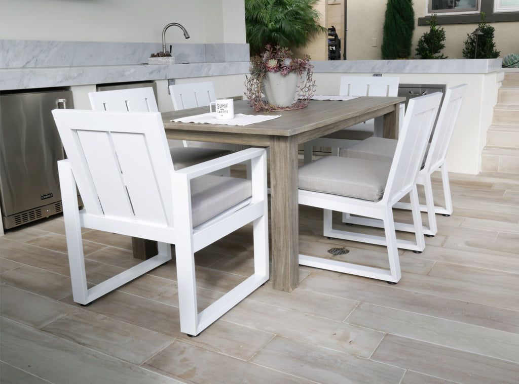 Newport Dining Chair in Cast Silver, No Welt