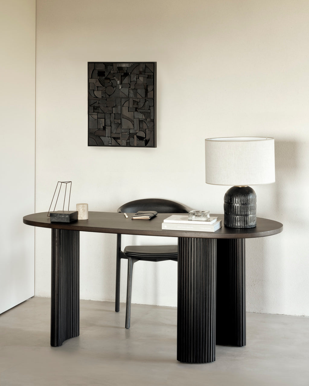 Boomerang Desk | Varnished Mahogany | Dark Brown | Pebble Shape | 63" X 33"