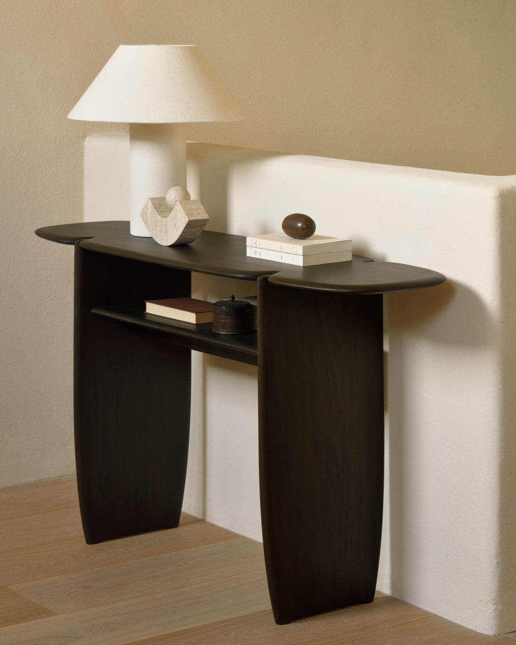 Pi Console | Varnished Mahogany | Dark Brown | 2 Legs | 51" X 16"