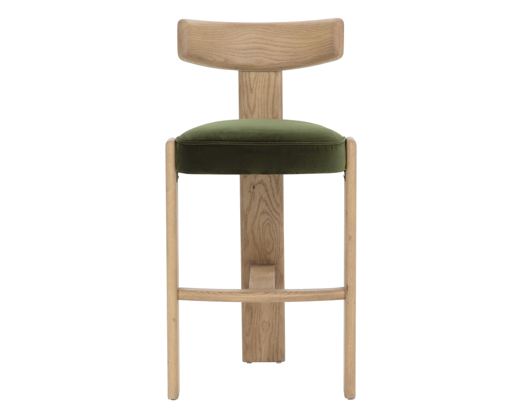 Horton Barstool - Rustic Oak - Forest Green