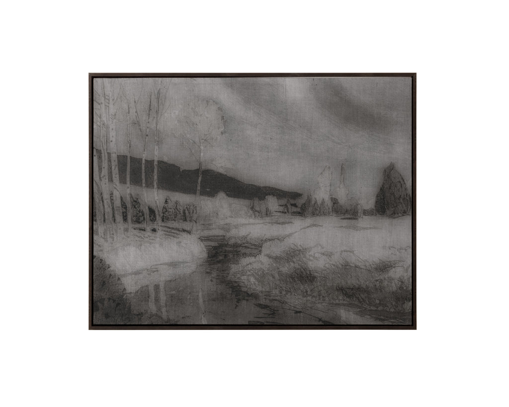 Antique Landscape - 50" X 35" - Brown Floater Frame
