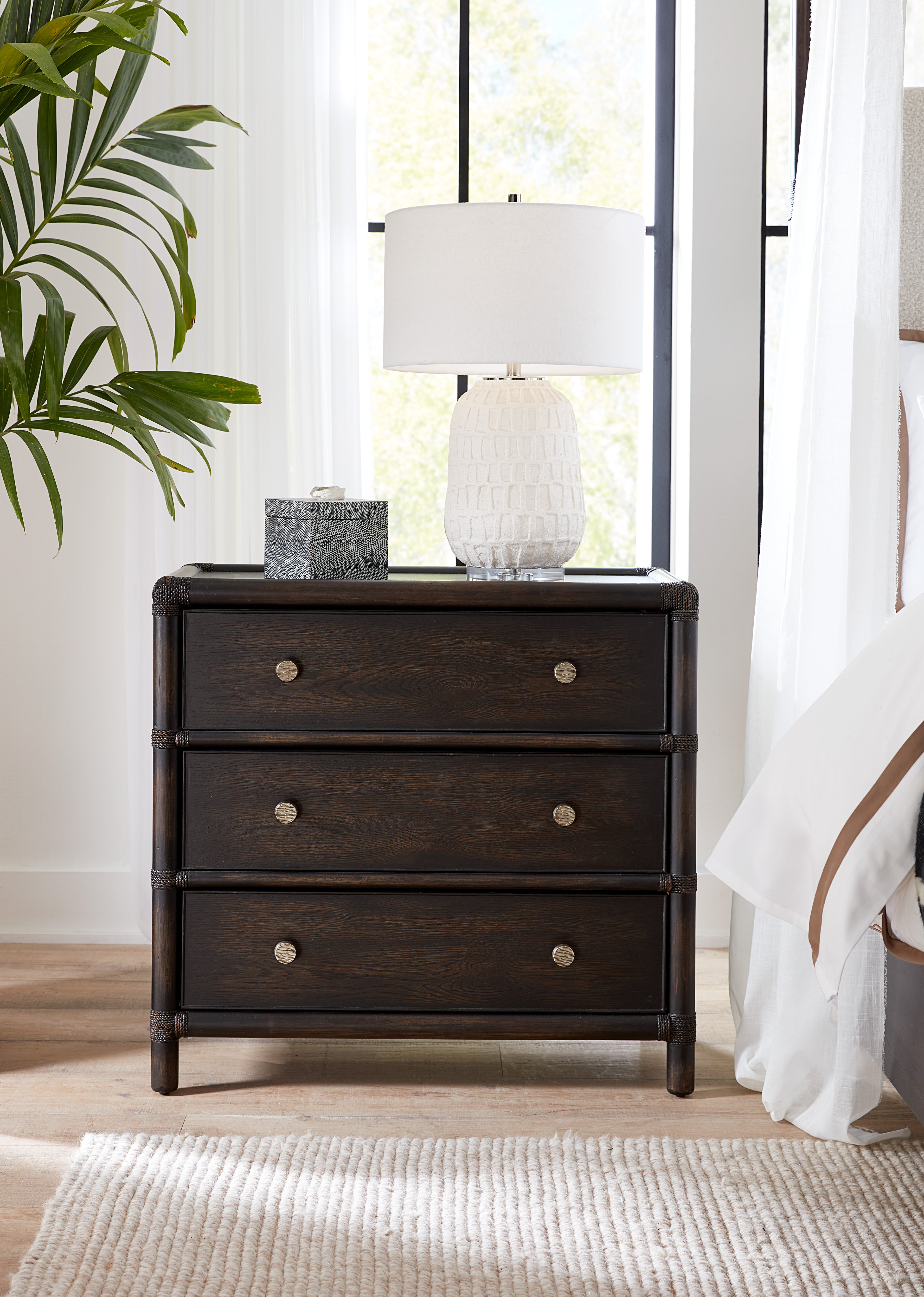 Retreat Pole Rattan Nightstand | Black Sand