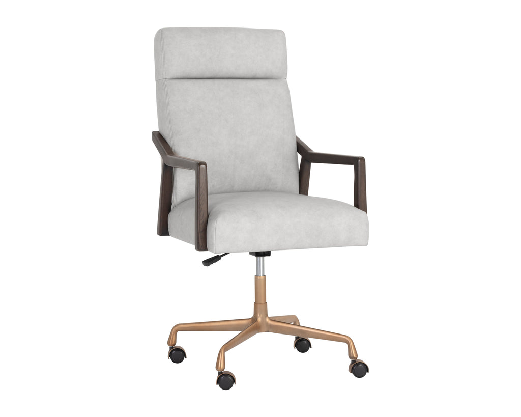 Collin Office Chair - Brown - Saloon Light Grey Leather