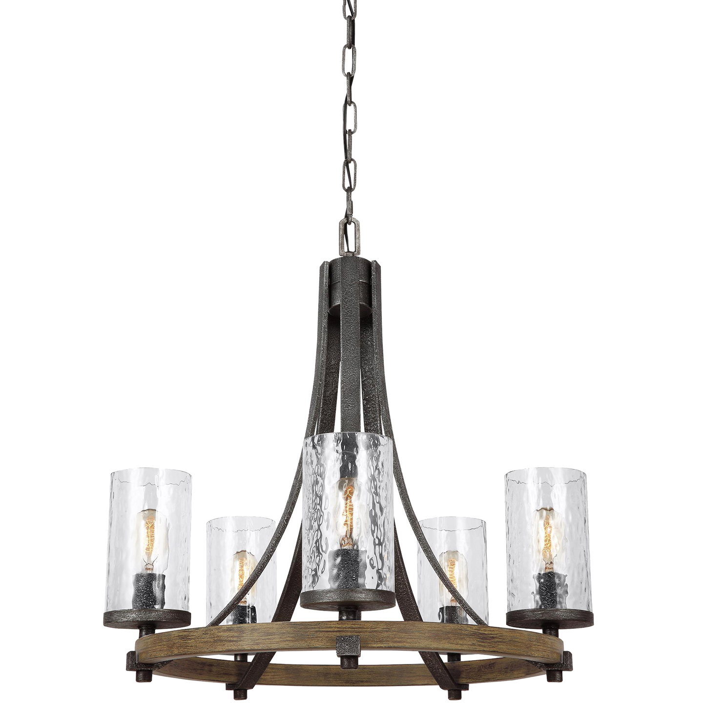 Angelo Small Chandelier Distressed Weathered Oak / Slate Grey Metal