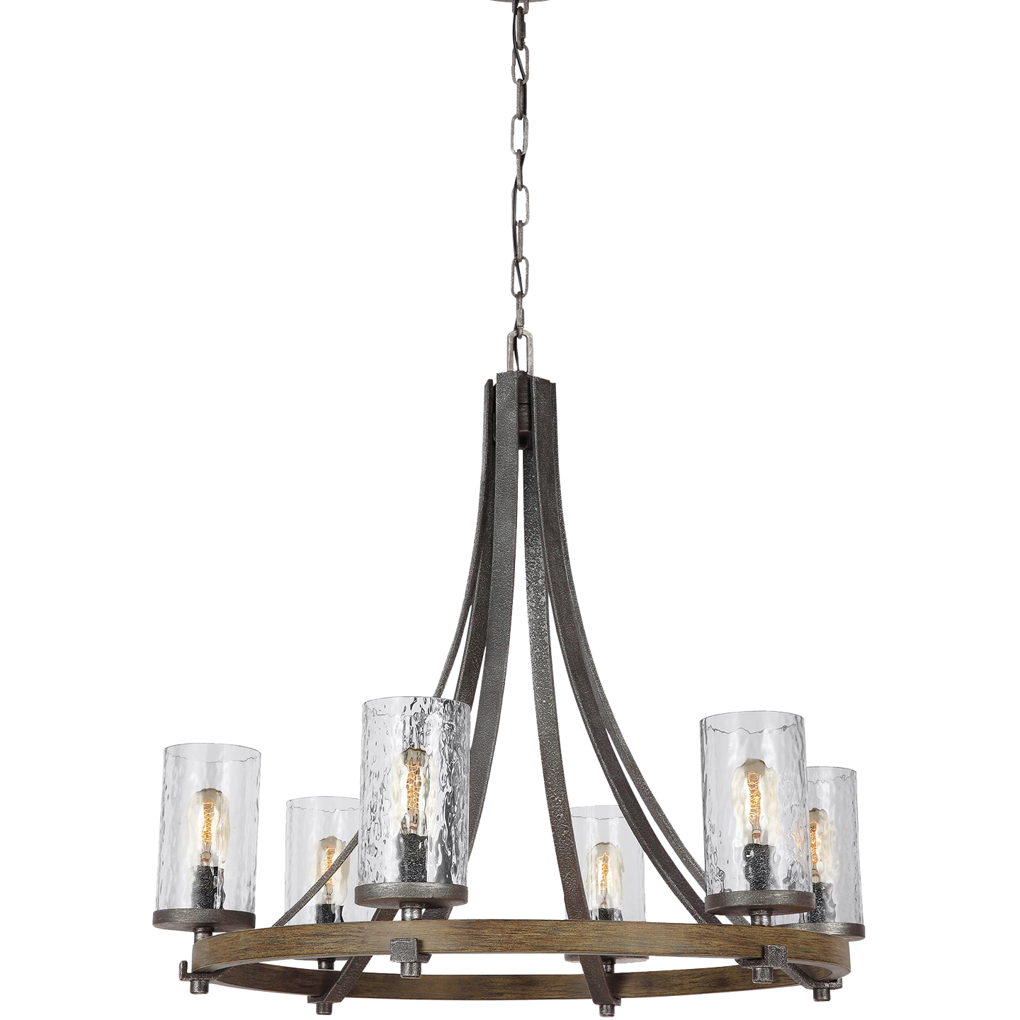 Angelo Medium Chandelier Distressed Weathered Oak / Slate Grey Metal