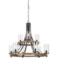 Angelo Two-Tier Chandelier Distressed Weathered Oak / Slate Grey Metal
