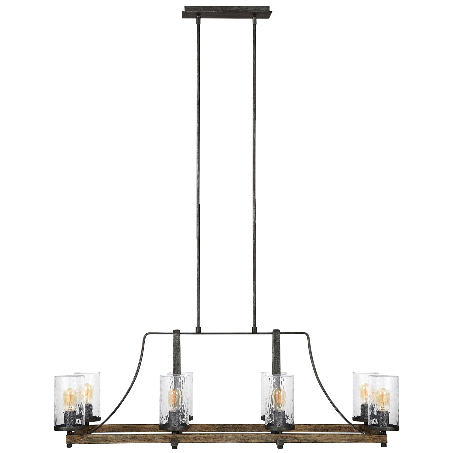 Angelo Linear Chandelier Distressed Weathered Oak / Slate Grey Metal