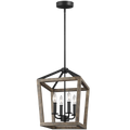 Gannet Small Chandelier Weathered Oak Wood / Antique Forged Iron