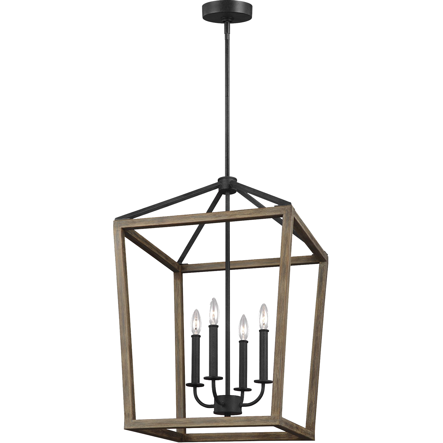 Gannet Medium Chandelier Weathered Oak Wood / Antique Forged Iron