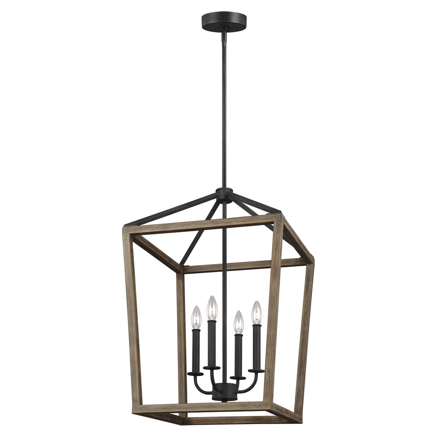 Gannet Medium Chandelier Weathered Oak Wood / Antique Forged Iron