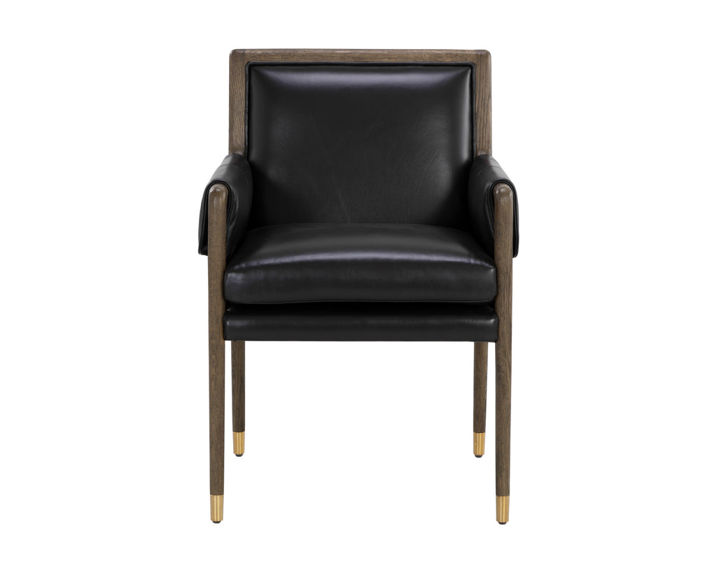 Mauti Dining Armchair - Distressed Brown - Cortina Black Leather