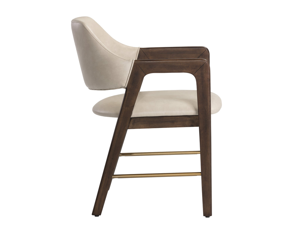 Milton Dining Armchair - Smoke Acacia - Bravo Cream