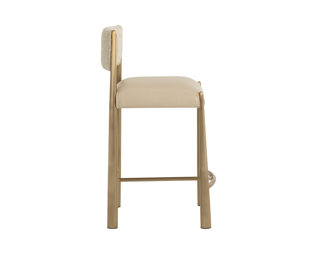 Bayard Counter Stool - Antique Brass - Napa Beige / Santa Cruz Oatmeal