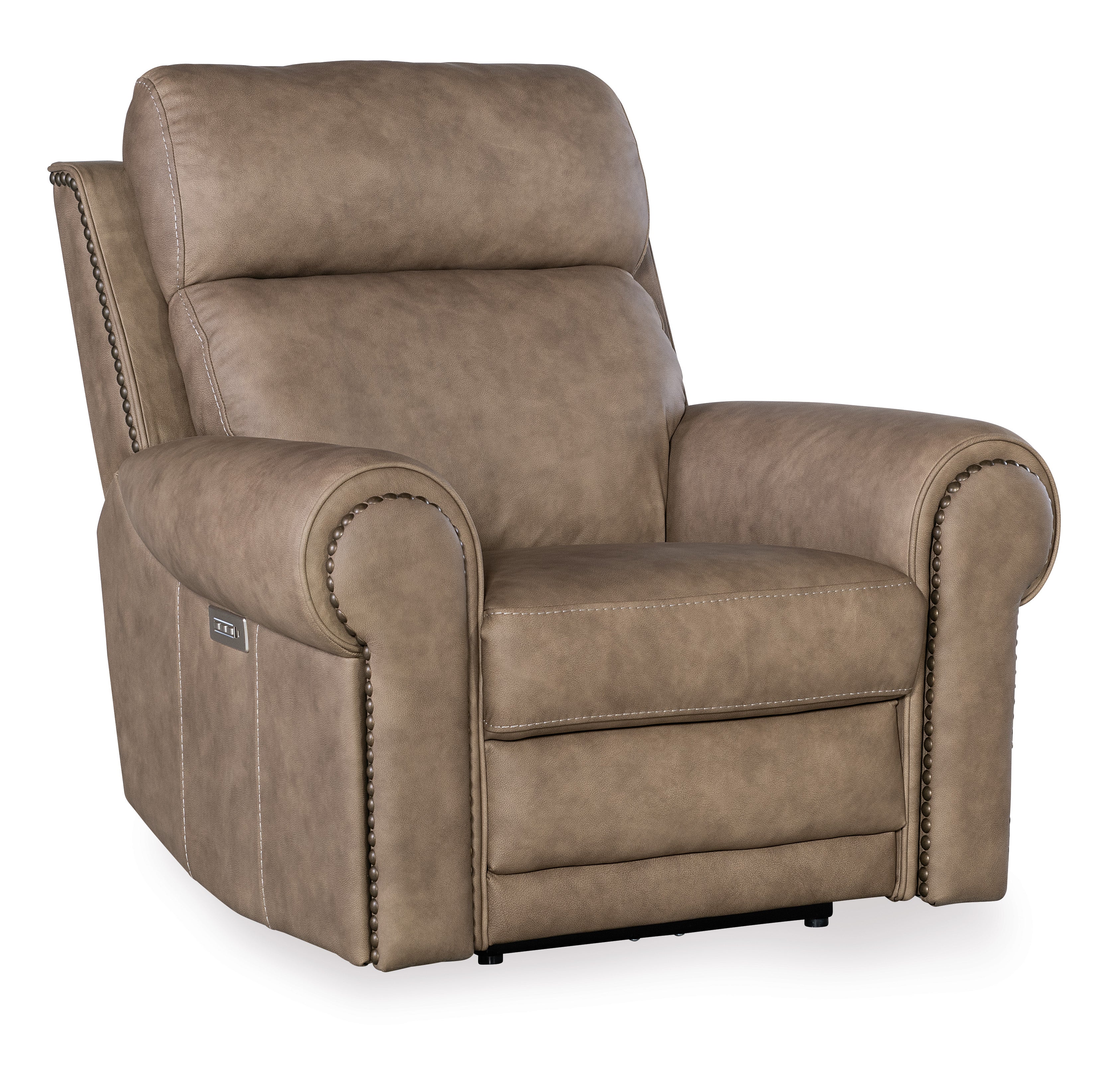 Duncan Power Recliner with Power Headrest & Lumbar | Light Brown