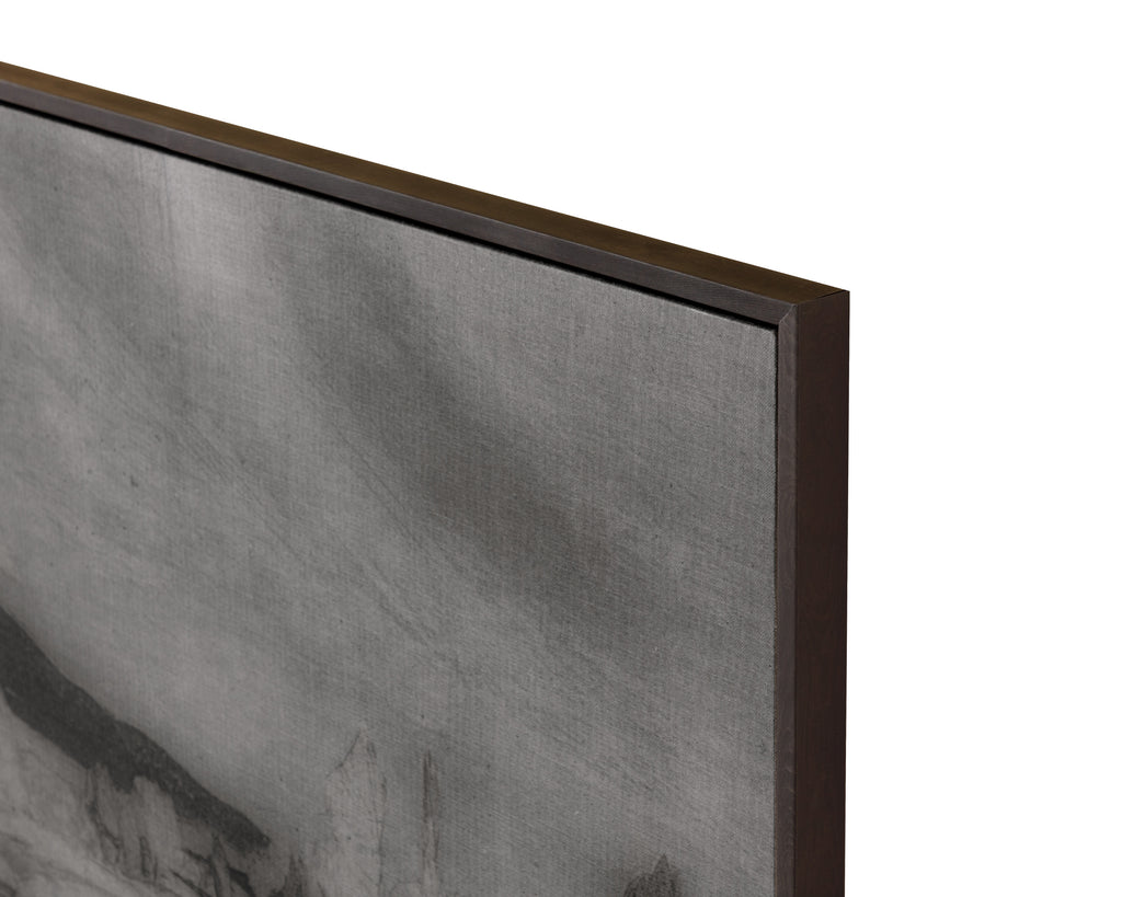 Antique Landscape - 50" X 35" - Brown Floater Frame
