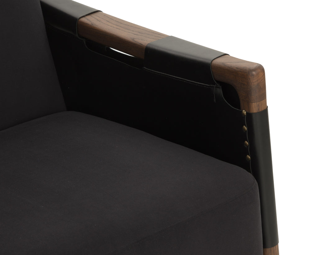 Calloway Lounge Chair - Antique Brown - Abbington Black / Onyx Leather