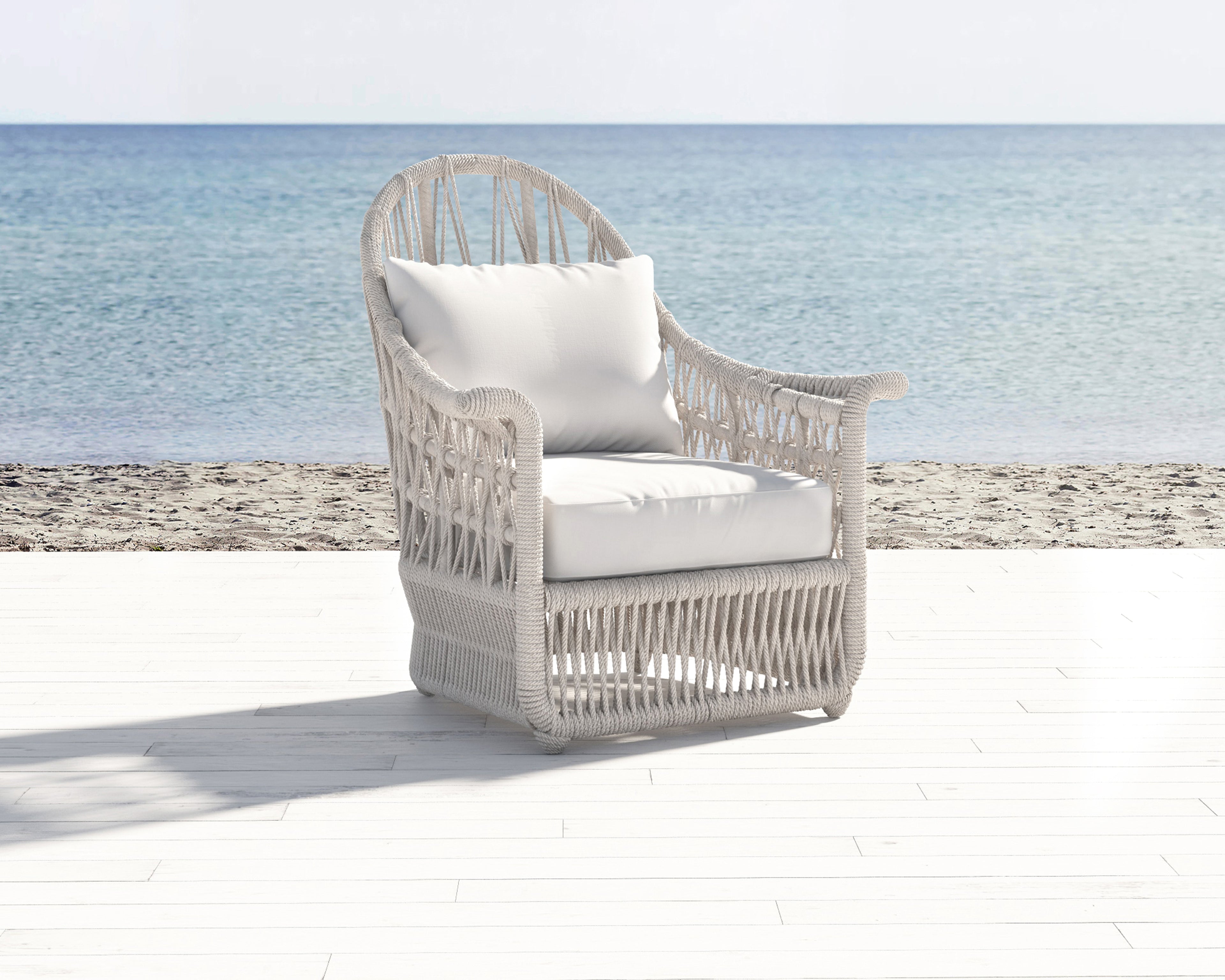 Dana Rope Wing Chair in Linen Canvas w/ Self Welt