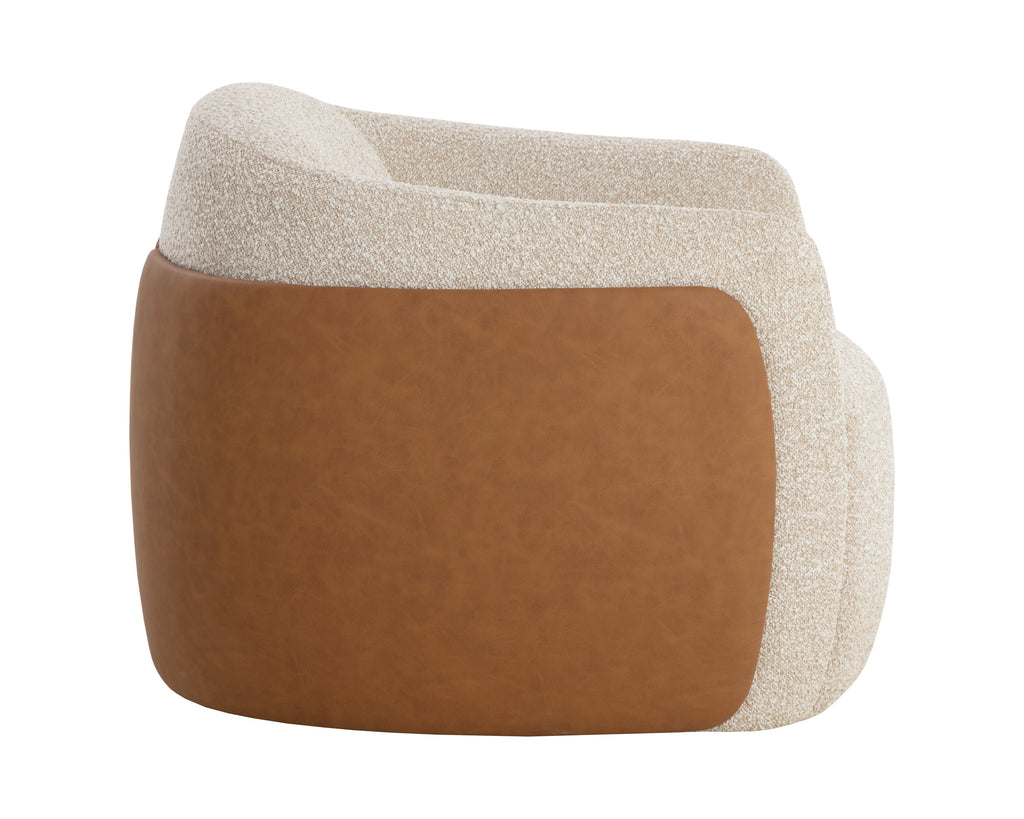 Caris Swivel Lounge Chair - Santa Cruz Oatmeal / Milliken Cognac