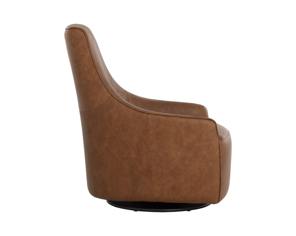 Carmine Swivel Lounge Chair - Cognac Leather
