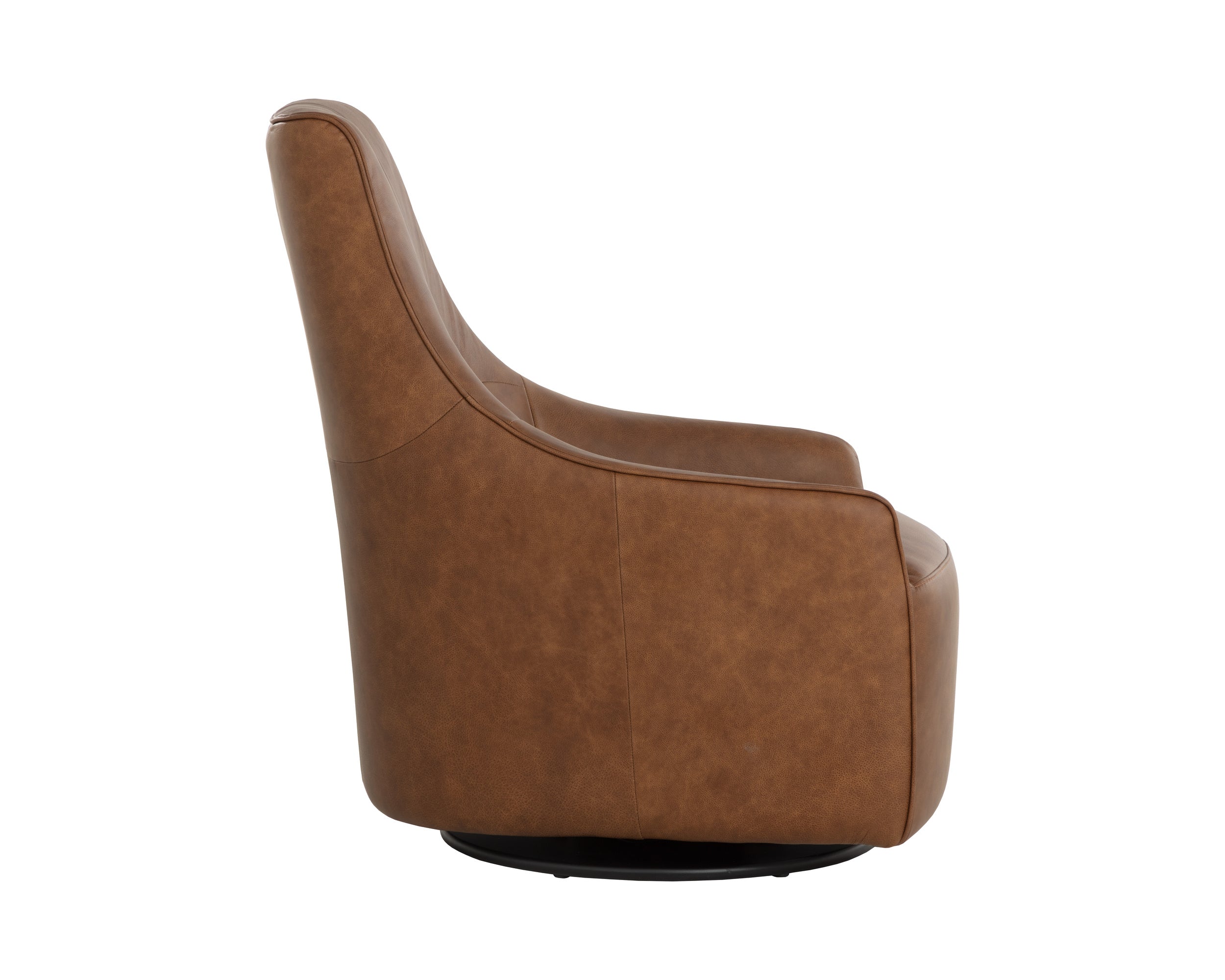 Carmine Swivel Lounge Chair - Cognac Leather