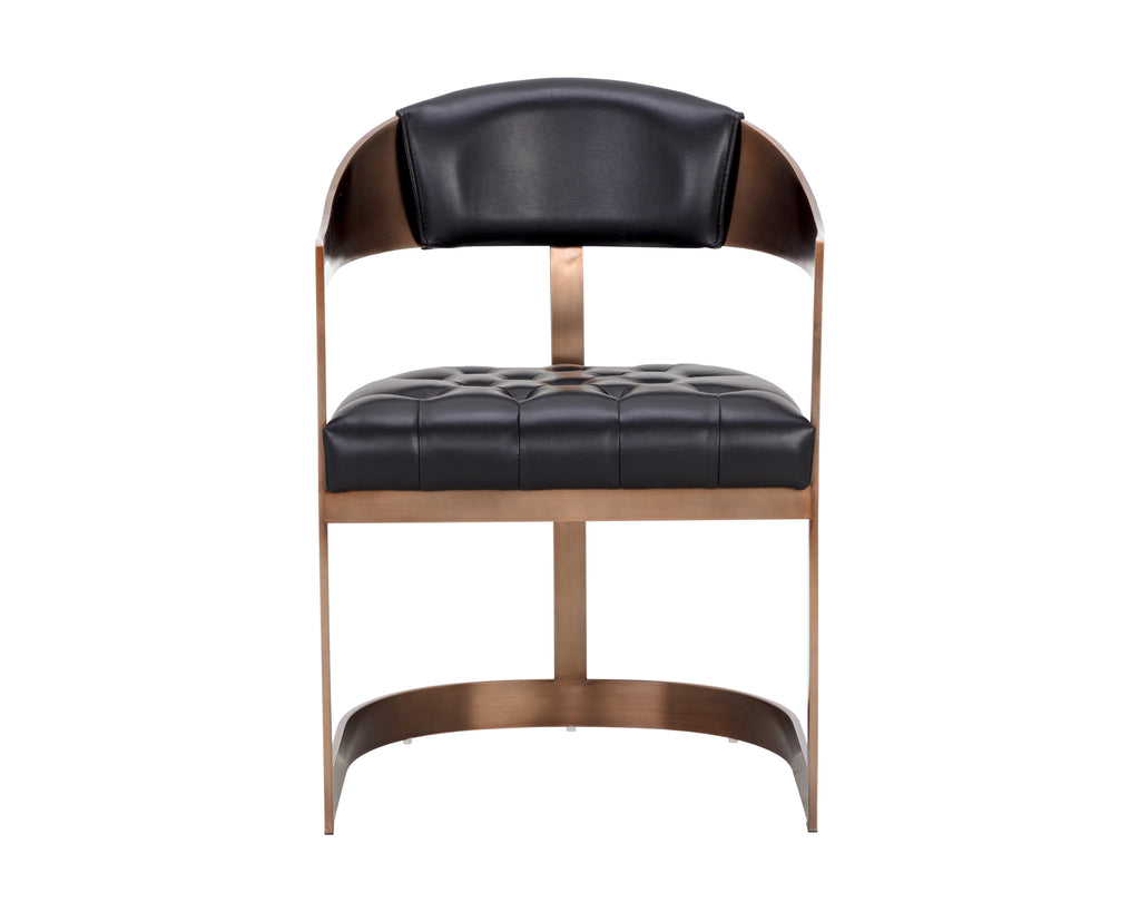 Beaumont Dining Armchair - Antique Brass - Cantina Black