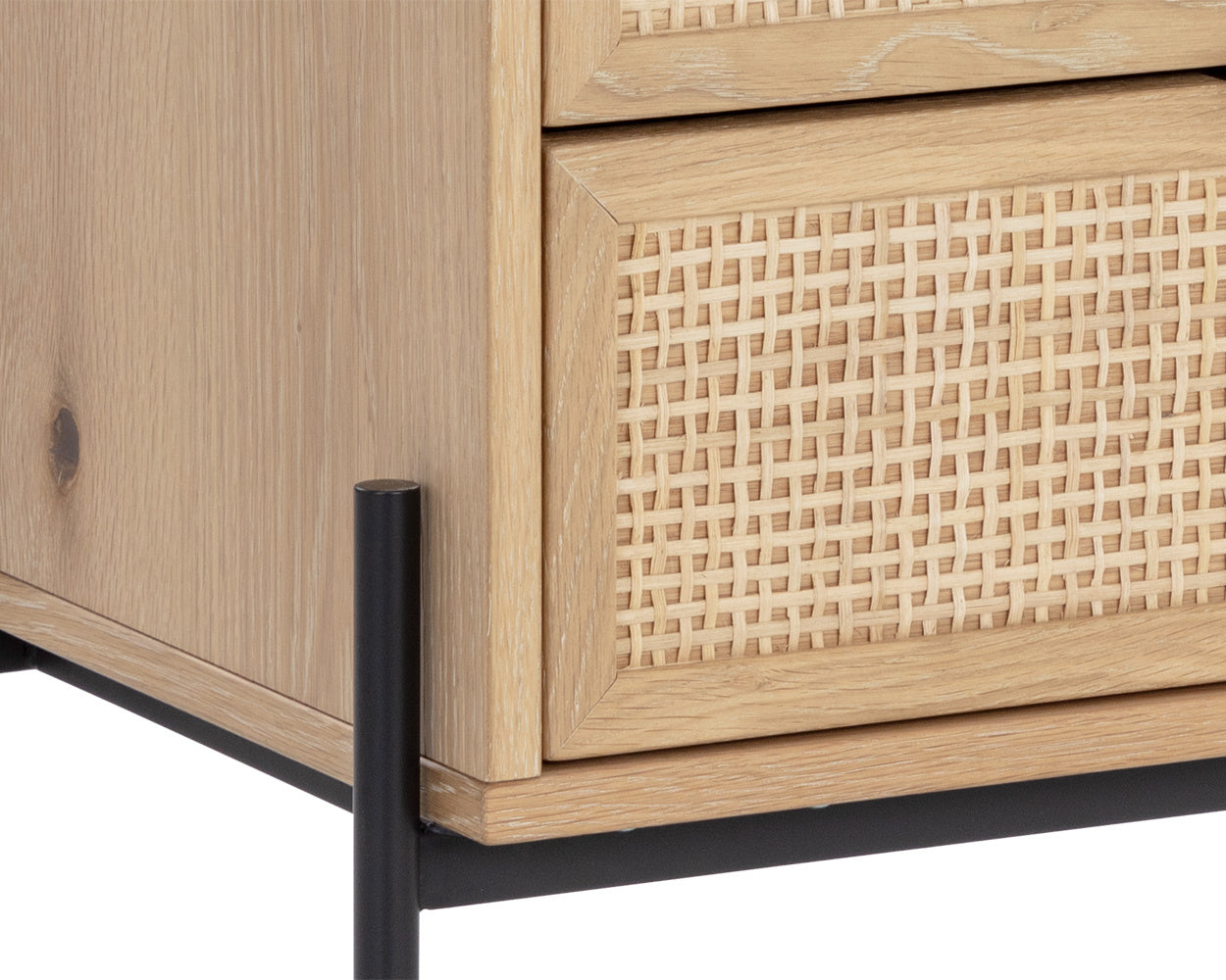 Avida Nightstand - Black - Rustic Oak/Natural